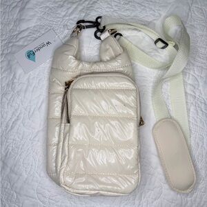 WanderFull Cream Puffer Crossbody Sling Bag NWT